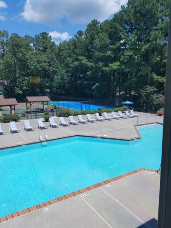 Outdoor pool with large sundeck